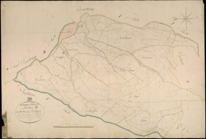 Section B2, Plattes (les) et Village (le). Village (parcelles n° 1-260) (agrandissement sur B1).