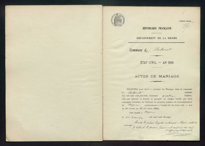 Mariages (1916-1924).