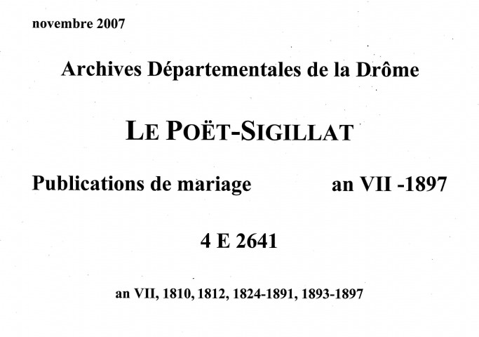 Publications de mariages (an VII-1897).