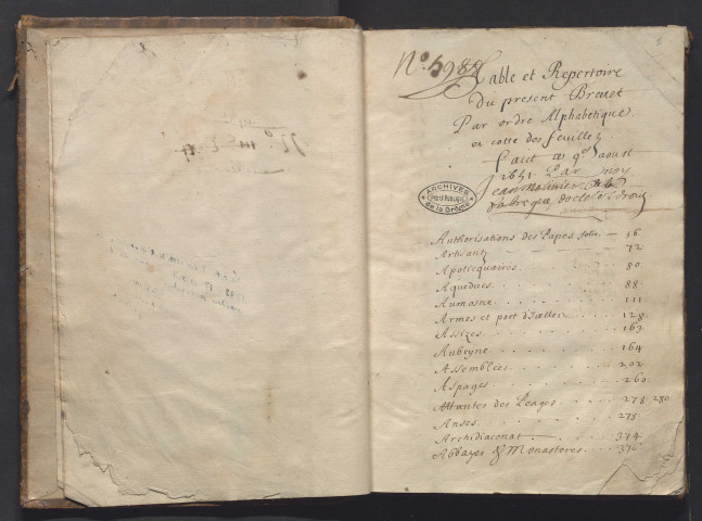 Brevet et succinct répertoire des titres et documents des archives épiscopales de Valence et en partie de Die. Droits de l'évéché de Valence par Molinier de la Fabrègue (1651).