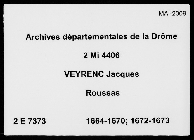 3 janvier 1664-30 décembre 1666