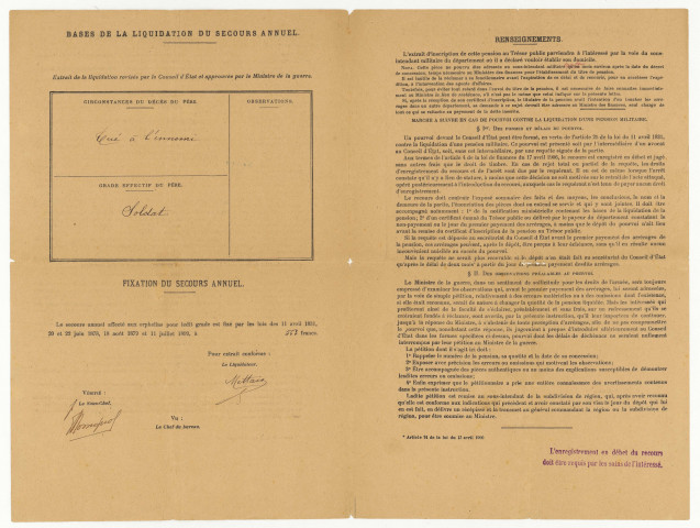 Enfants Balayn. - Pension : notification (1916) ; demande de gratuité de voyage en chemin de fer pour visite de tombe : correspondance (1933, 1976, 1983); adoption comme pupille de la nation : carte d'identité (s.d.).