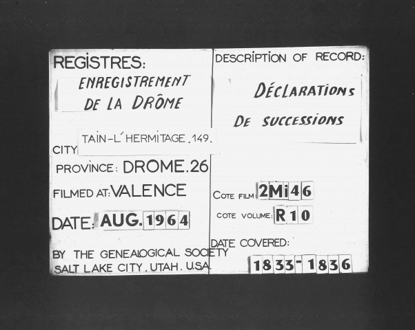 6 février 1833 - 25 juin 1836