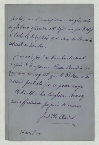 LAS le remerciant pour un article bien qu’elle soit inquiète car elle le trouve trop indulgent avec son manuscrit.