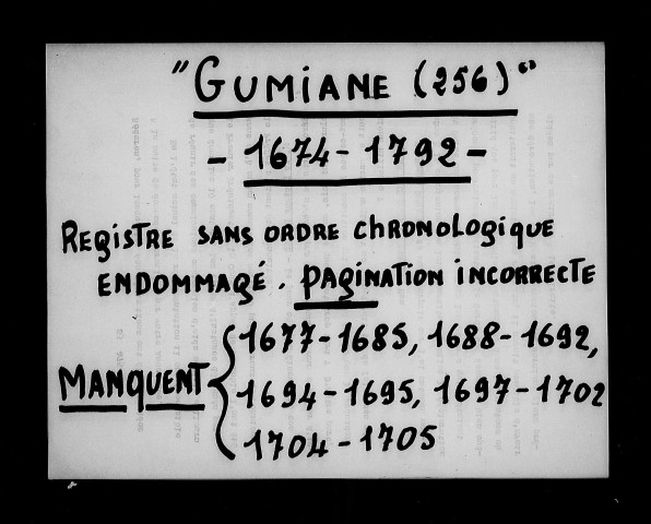 Baptêmes, mariages, sépultures (1674-1792).