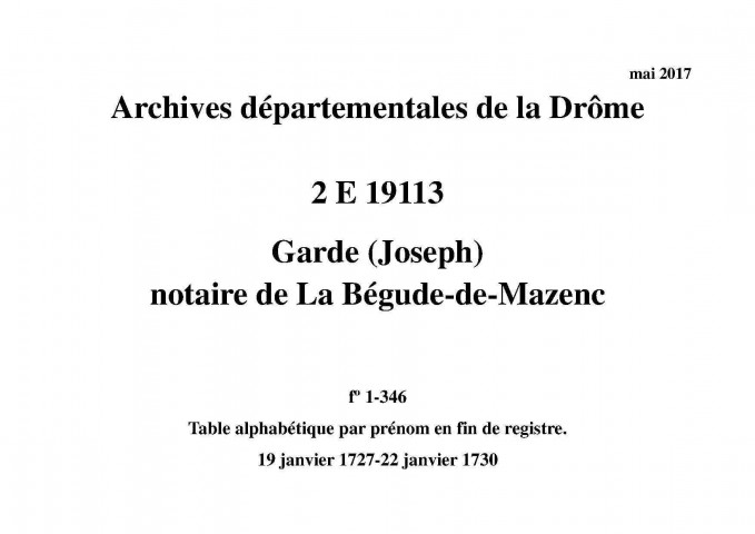 19 janvier 1727-22 janvier 1730