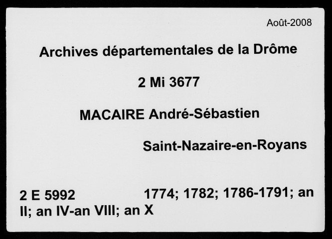 5 novembre 1774-18 floréal an X