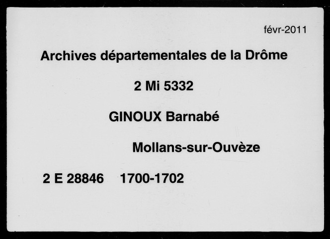 3 janvier 1700-3 juillet 1702