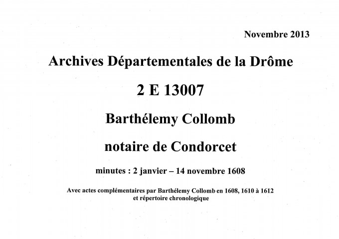 2 janvier-14 novembre 1608