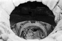 Allan. - L'oculus de la chapelle Barbara, pendant les travaux de restauration.