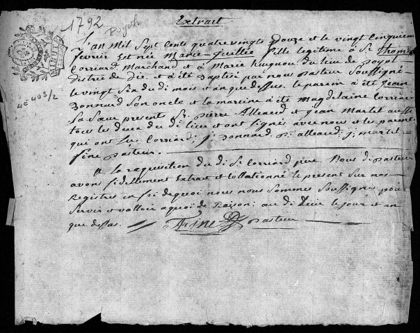 Baptêmes (1792).