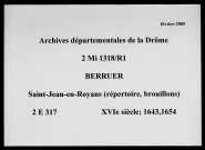 Répertoire des notes brèves Brouillon (1643-1654) (XVIe siècle).