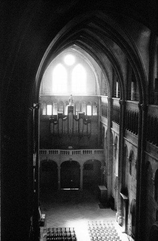 Romans-sur-Isère.- La nef et la tribune d'orgue de la collégiale Saint-Barnard.