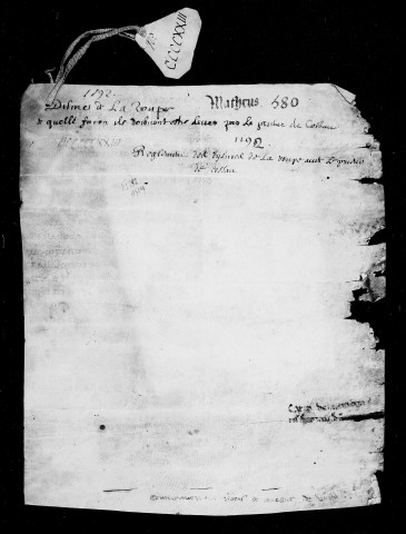 Réglement des dîmes par Coussaut Lambert, prieur de Saint-Martin.