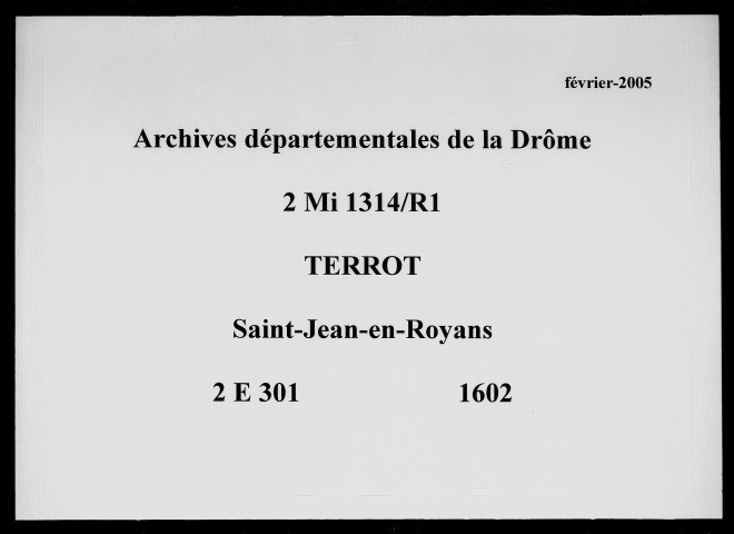 Notes brèves (1602).