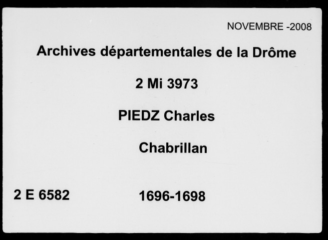 18 décembre 1696-7 octobre 1698
