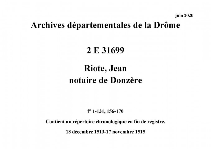 Notes brèves (13 décembre 1513-17 novembre 1515).