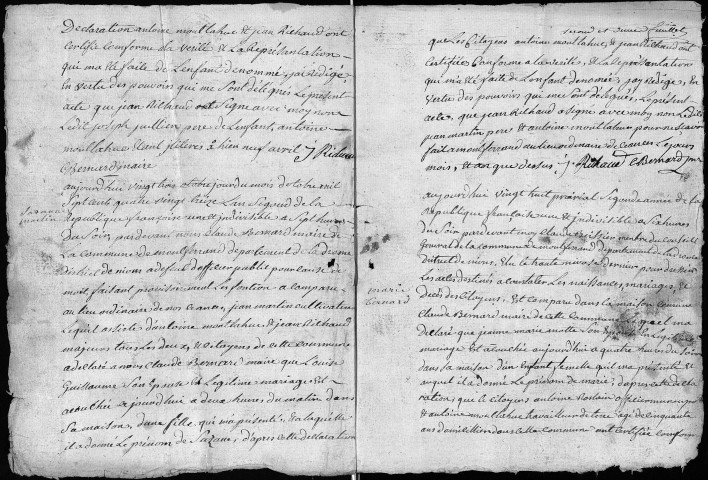 Naissances, publications de mariages, mariages, décès (1793-an IX).