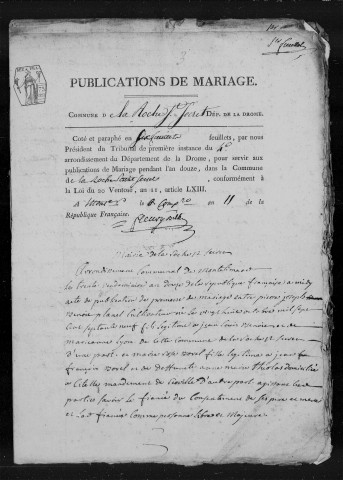 Publications de mariages (an X-1889).