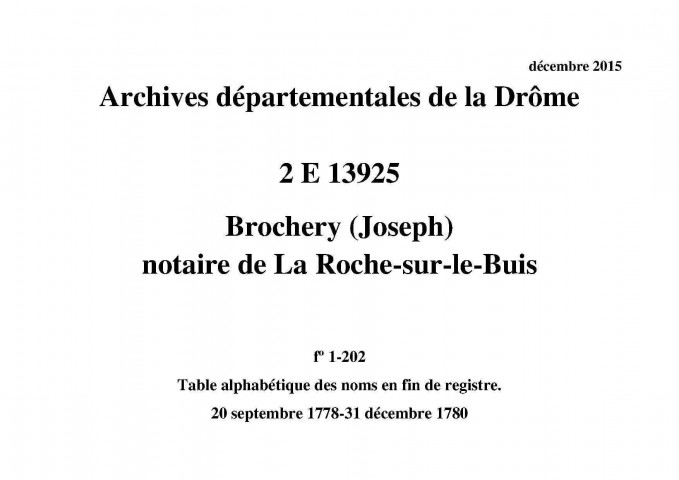 20 septembre 1778-31 décembre 1780