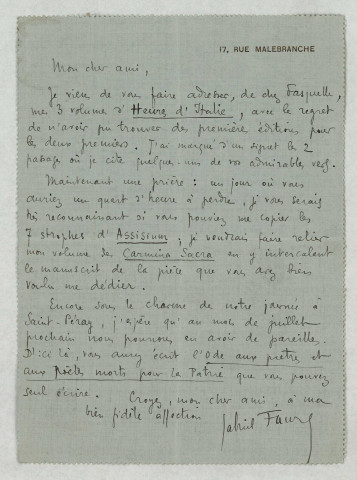 Faure Gabriel, écrivain, inspecteur général des Beaux Arts.