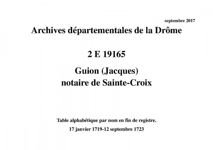 17 janvier 1719-12 septembre 1723