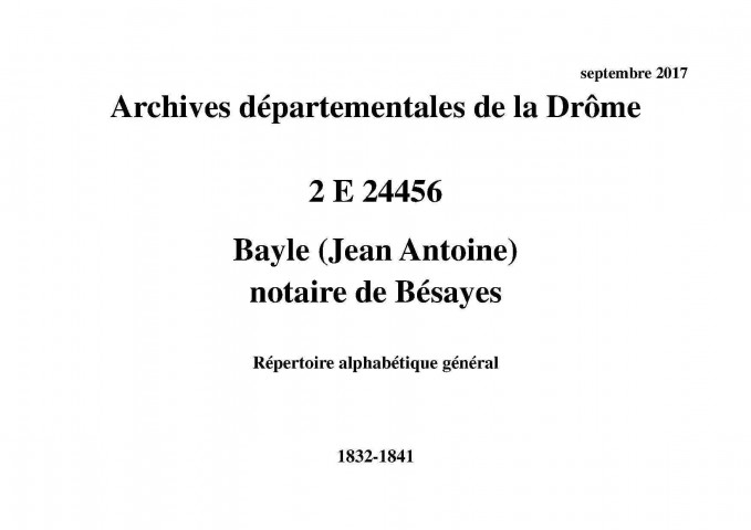 Répertoire alphabétique général (1832-1841).