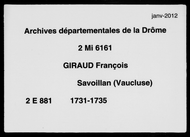 28 décembre 1731-17 décembre 1735