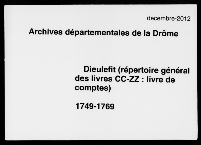 Répertoire général des livres CC-HH, lettres A-B (1749-1754).