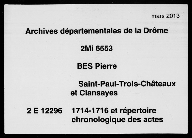 14 mars 1714-9 novembre 1716