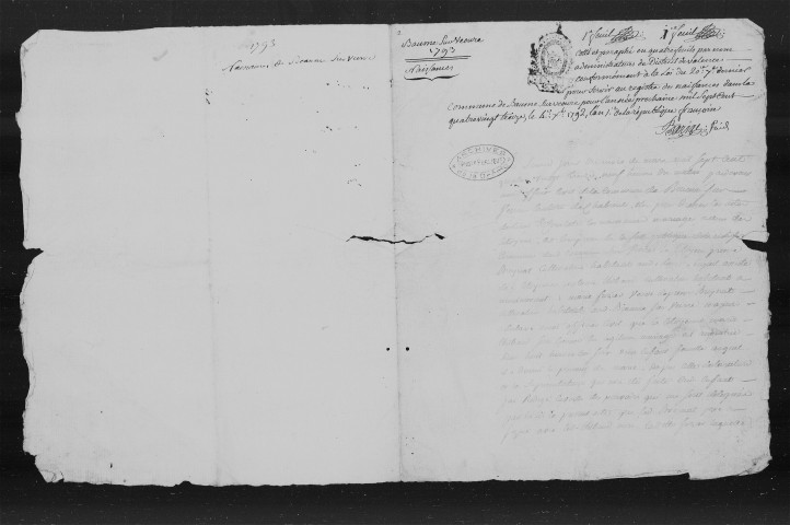 Naissances, mariages, décès (1793-1846).