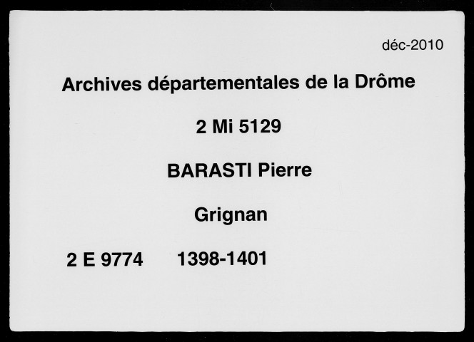 23 novembre 1398-29 avril 1401