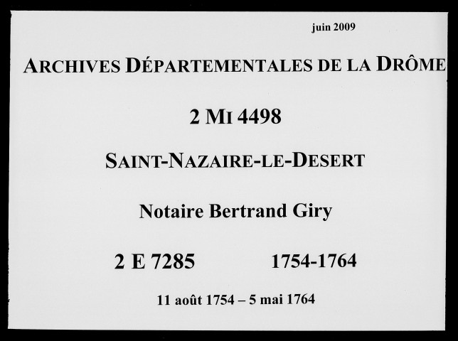 11 août 1754-5 mai 1764