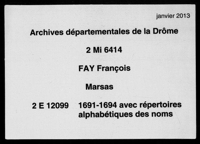 4 janvier 1691-21 mars 1695