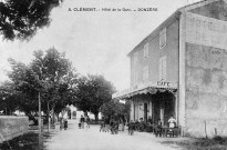 Donzère.- Carte publicitaire de A. Clément, hôtel et café de la gare.