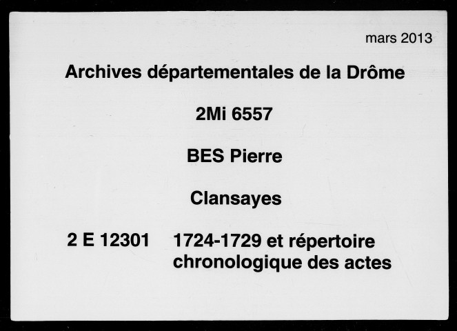 6 août 1724-25 septembre 1729
