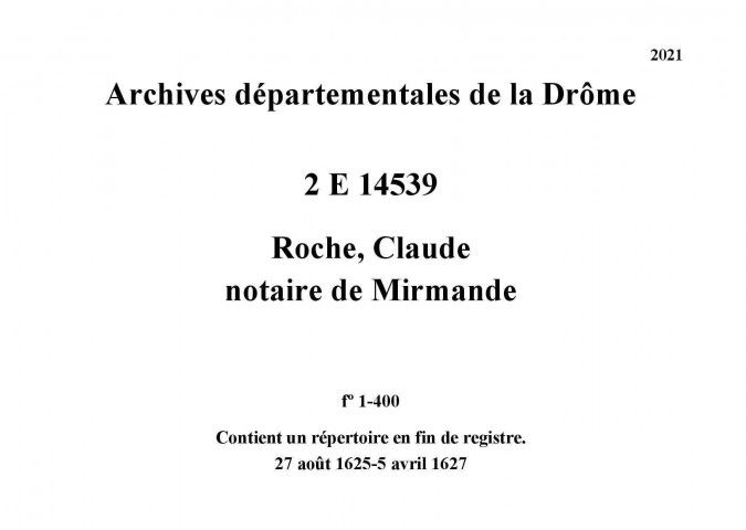 27 août 1625-5 avril 1627