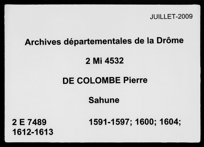 1er janvier 1591-12 décembre 1613