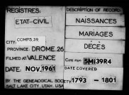 Naissances, mariages, décès (an II-an IX).