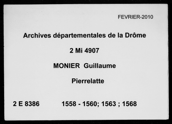 27 décembre 1558-30 août 1568