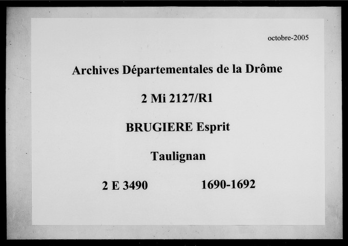 17 novembre 1690-10 janvier 1692