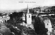 Grâne - Le clocher vu des ruines du château.