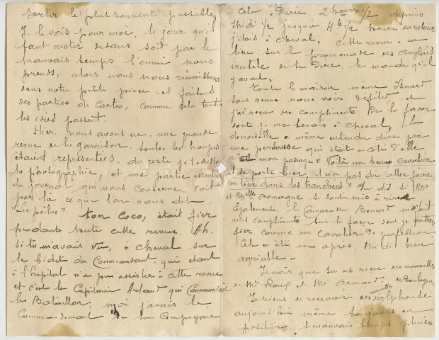Lettres envoyées à sa femme Marie.