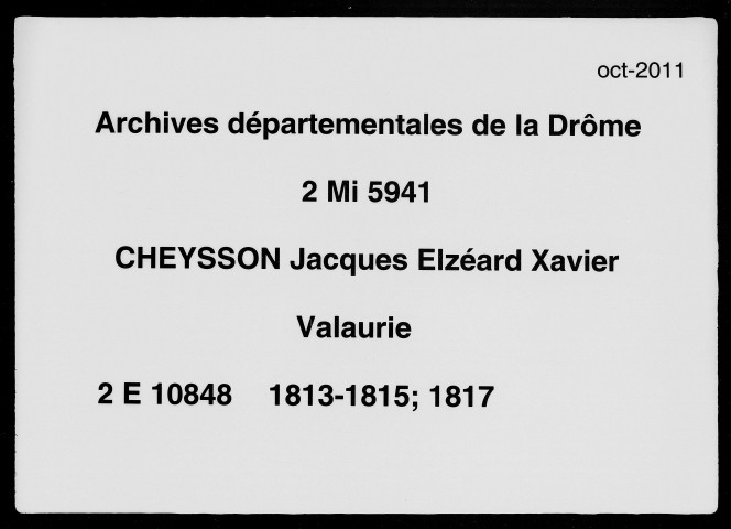 28 novembre 1813-17 octobre 1817