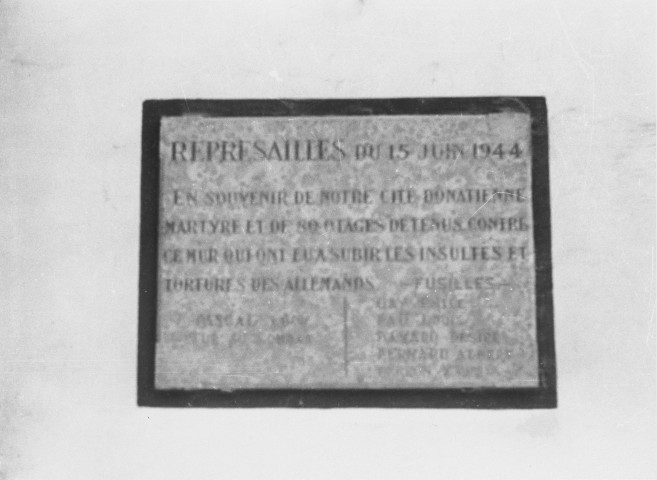 10. Brigade de Saint-Donat. Nature de la commémoration : stèle. Lieu : Saint-Donat, rue Georges Bert. Nombre de victimes, torturés : 80 ; fusillés : 3. Circonstances : le 15 juin 1944, 80 habitants torturés en guise de représailles et 3 fusillés.