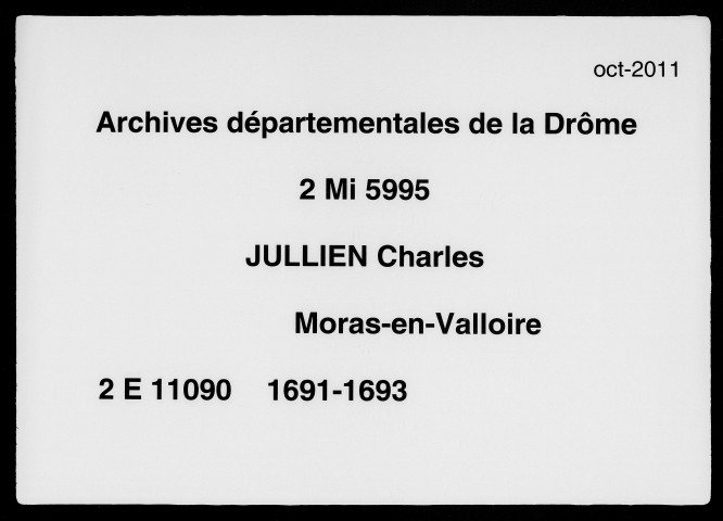 1er janvier 1691-13 décembre 1693