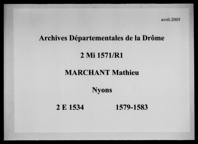 22 janvier 1579-31 décembre 1583