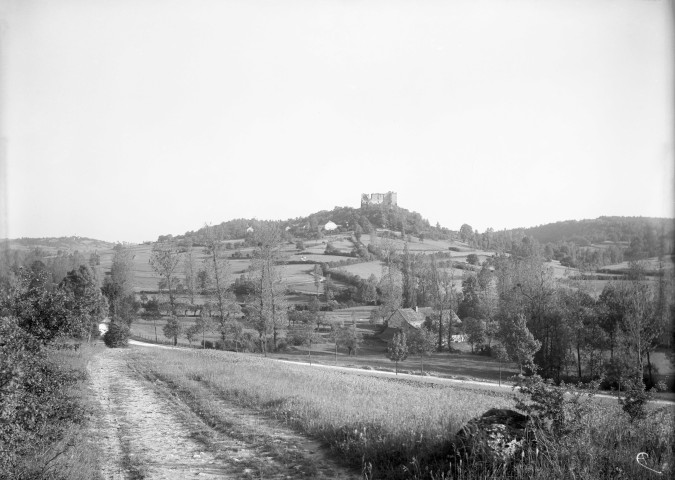 Montigny-Montfort (Côte-d'Or). - Les ruines du château de Montfort depuis le chemin de Courtangy à Crépand.