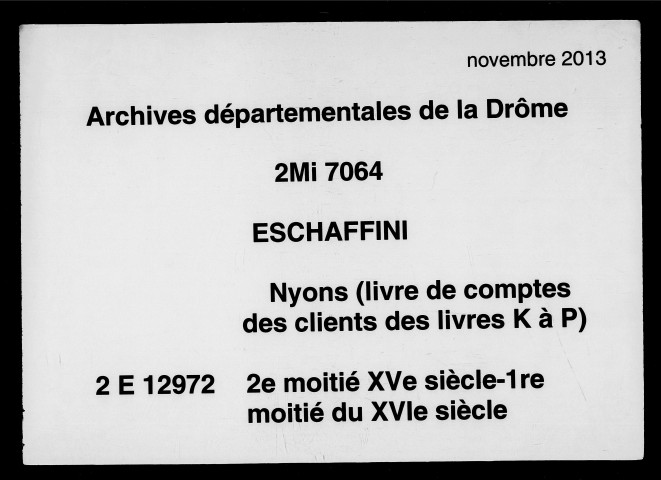 Livre des comptes des clients renvoyant aux livres K à P (s. d. [2nde moitié XVe-1re moitié XVIe s.].