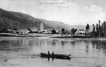 Glun (Ardèche).- Le bac à traille sur le Rhône.